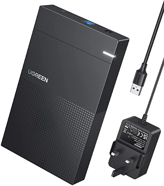 UGREEN 3.5 Hard Drive Enclosure, External HDD Caddy USB 3.0 SATA Hard Disk Case Reader for 2.5 3.5 Inch HDD/SSD with 12V 2A Power Adapter, Support UASP TRIM and Drive-free for Windows MacOS and Linux