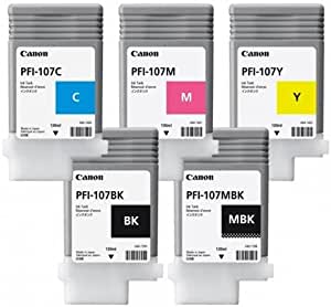 Canon Plotter Ink Tank Cartridge PFI 107 5 Color Set